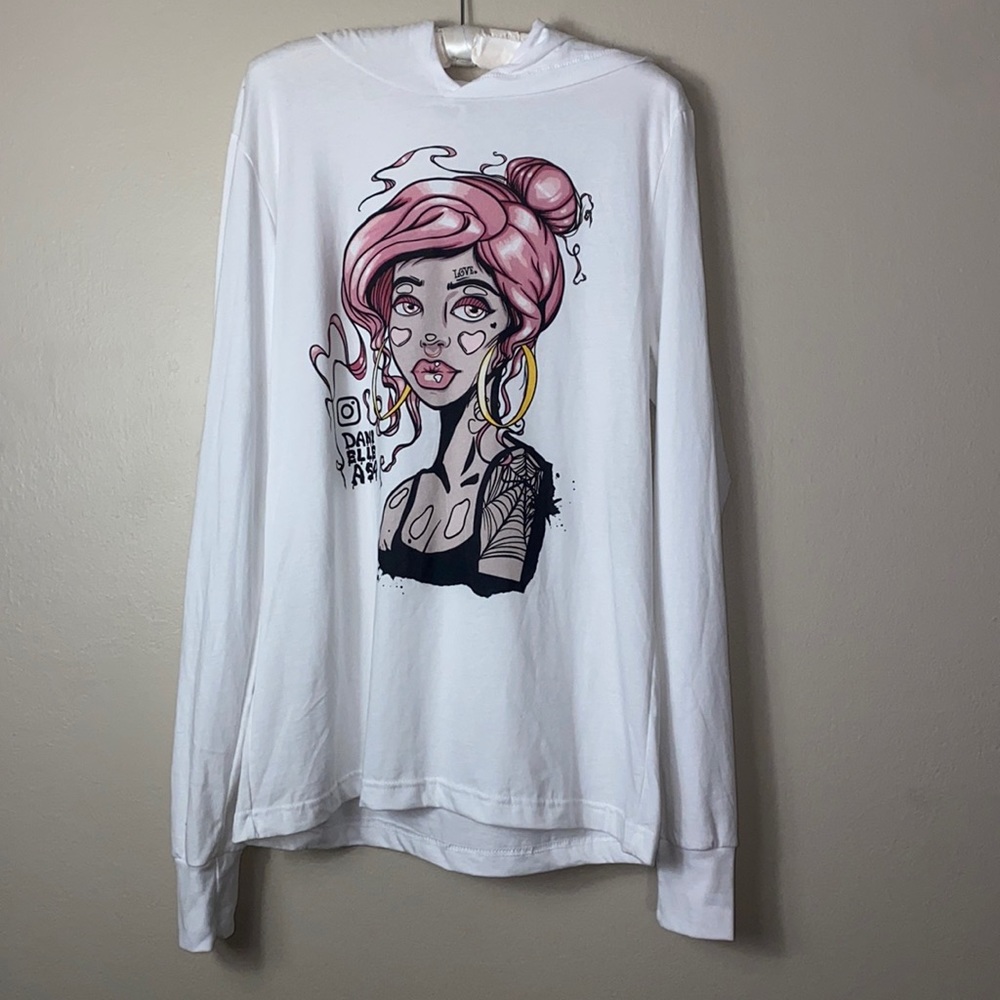 my original artwork on a long sleeve cotton hoodie size M